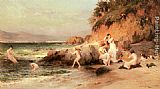 Frederick Arthur Bridgman Famous Paintings - The Bathing Beauties